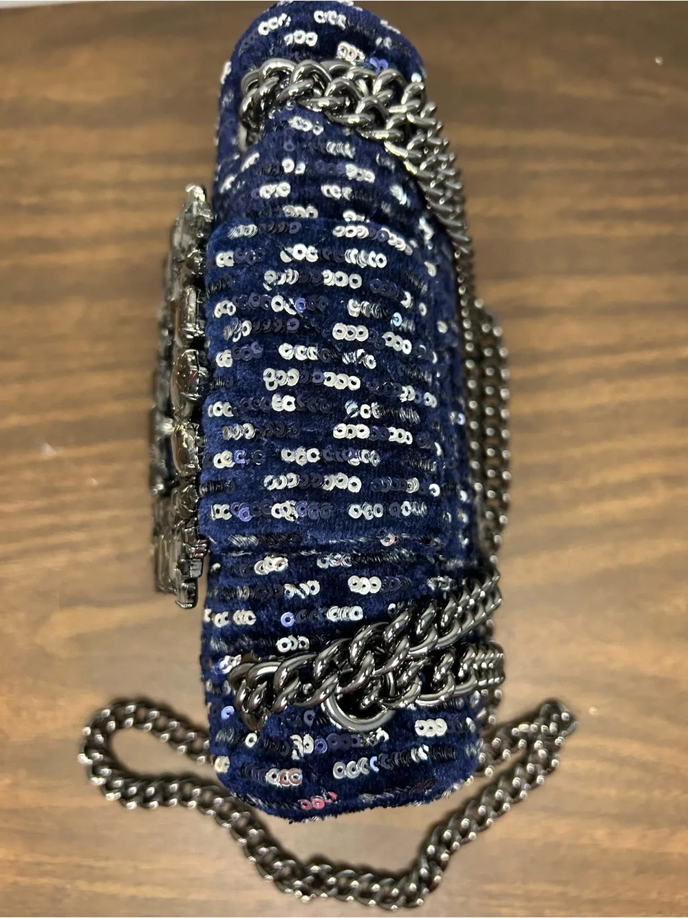Kurt Geiger London Mini Mayfair Navy Sequin Crystal Embellished Crossbody NWT